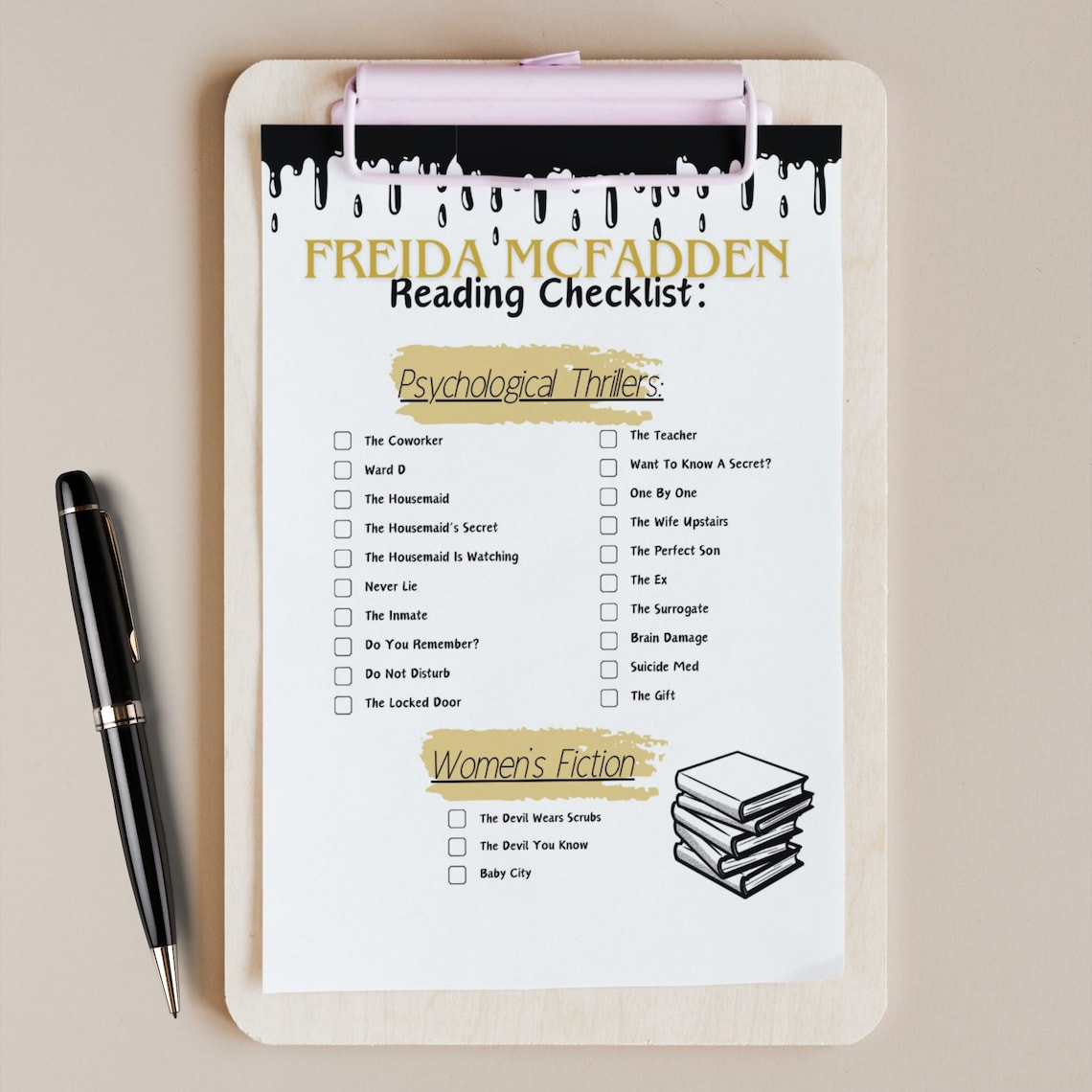 Freida Mcfadden Thriller Book Checklist Pdf, Printable Reader Tracker ...