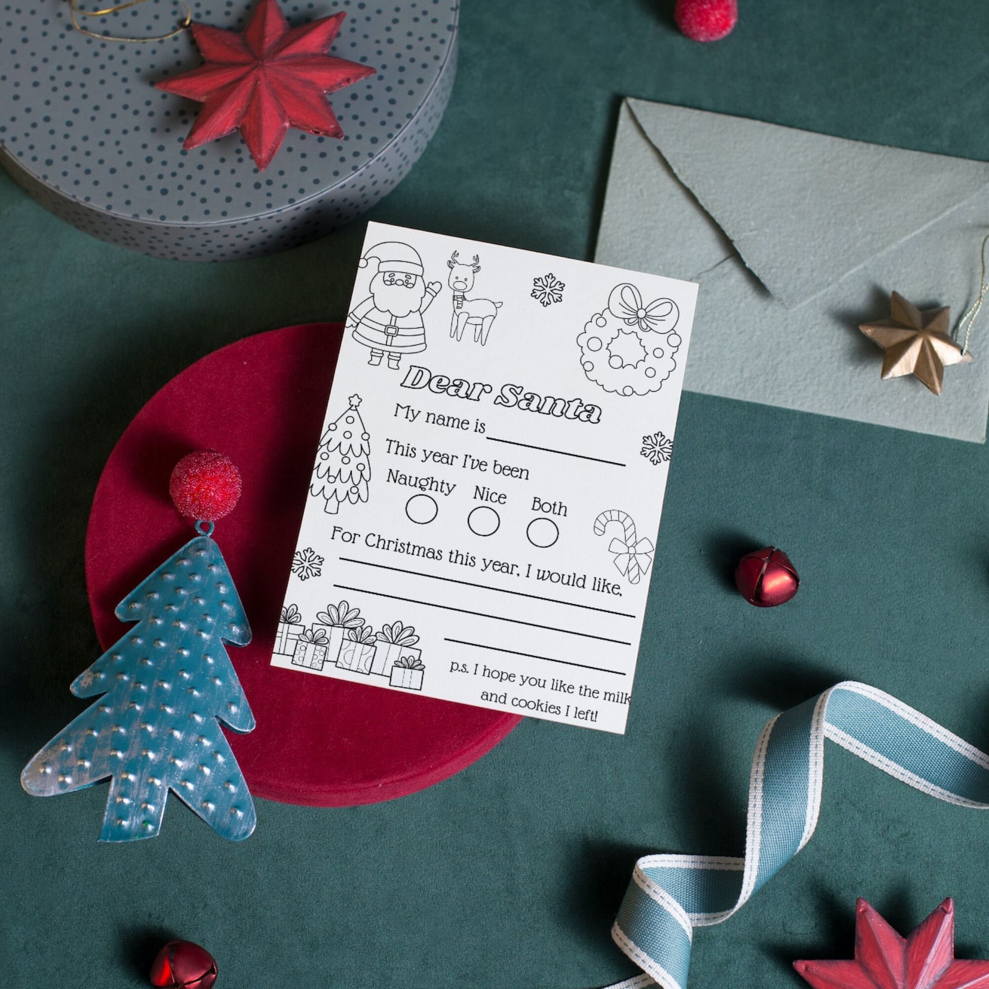 Letter to Santa Coloring Sheet Printable, Dear Santa Letter Coloring ...