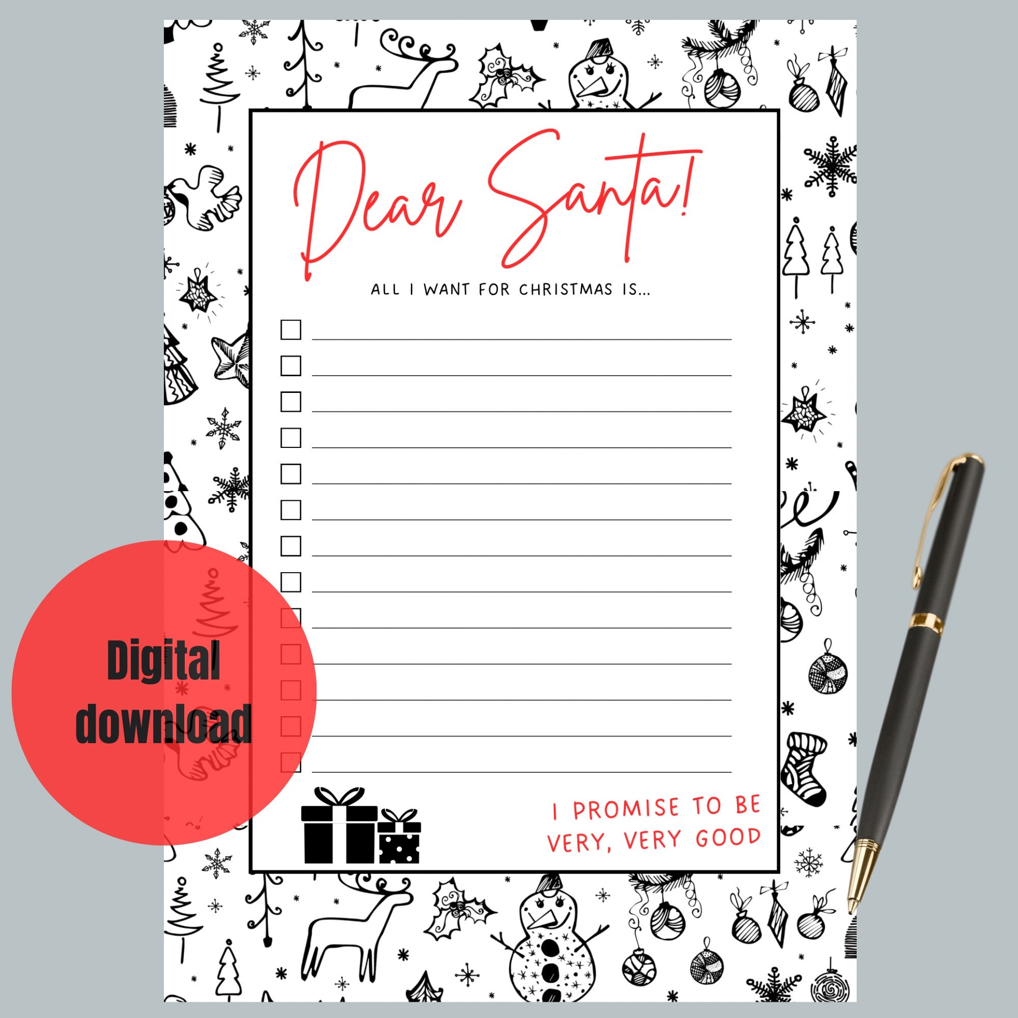 Dear Santa Wishlist Printable