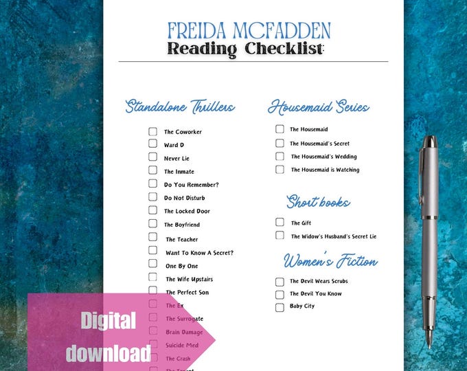 Freida Mcfadden Book List Reading Log, Printable Checklist, Thriller ...