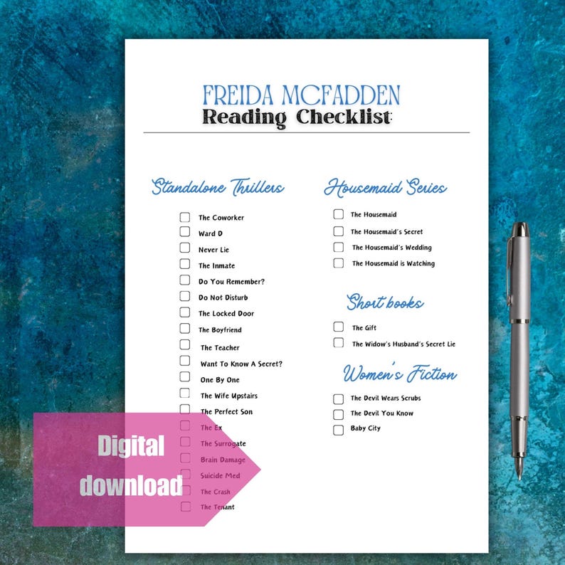 Freida Mcfadden Book Checklist, Printable Reader Tracker, Freida ...