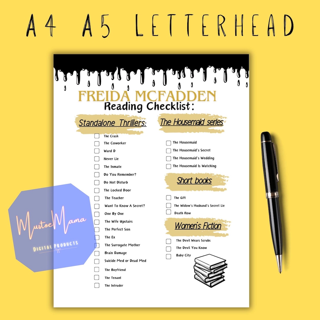 Freida Mcfadden Thriller Book Checklist Pdf, Printable Reader Tracker, Freida Books Printable Checklist, Suspense Reading Log - Etsy freida-mcfadden-thriller-book-checklist-pdf-printable-reader-tracker-freida-books-printable-checklist-suspense-reading-log-etsy