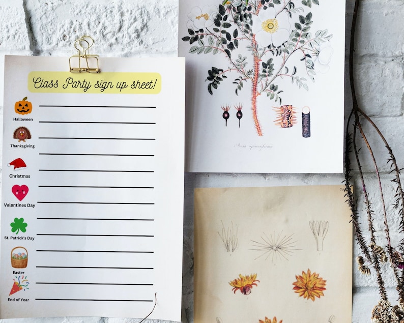 Printable Party Sign Up Sheet