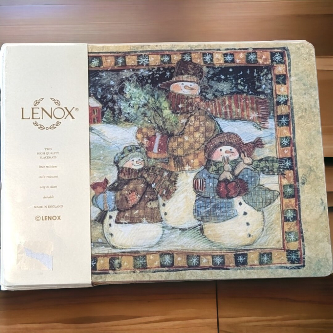 Set of Two 2 Lenox High Quality Hardboard Snowman Winter Dining Table