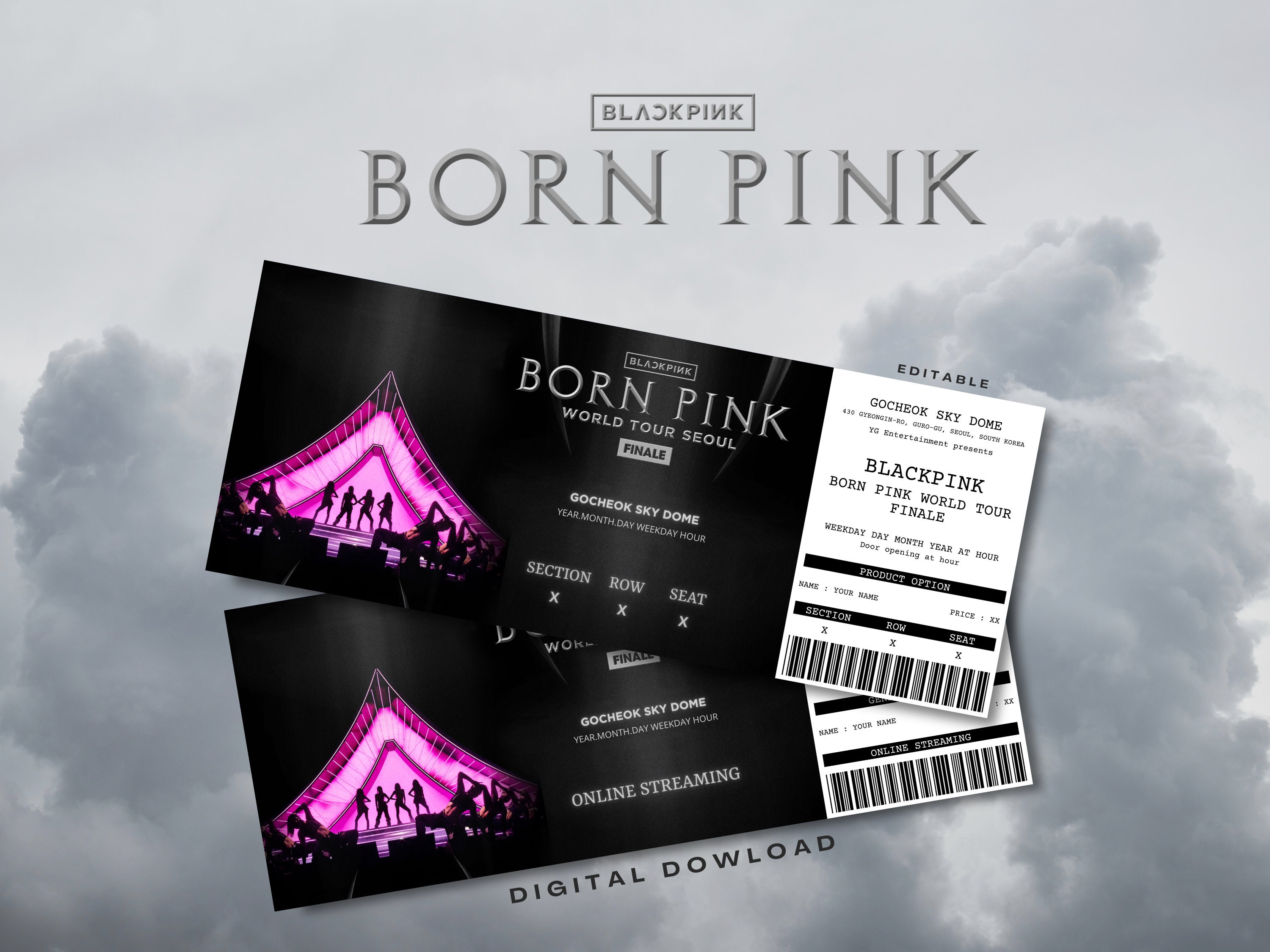 BLACKPINK Concert Seoul Finale Editable Ticket Template