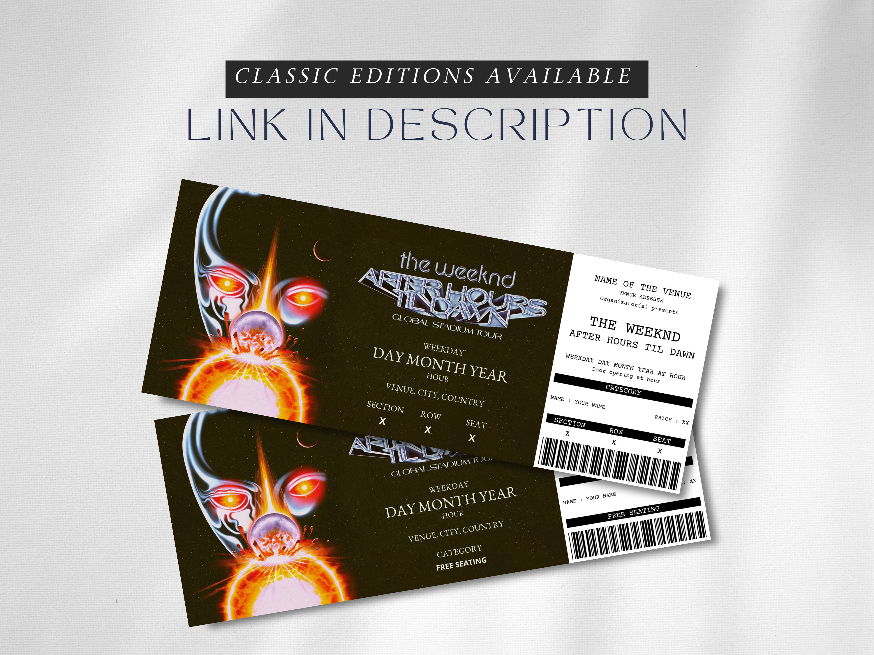 The Weeknd Editable Concert Ticket Template Canva Blue Edition Etsy Australia