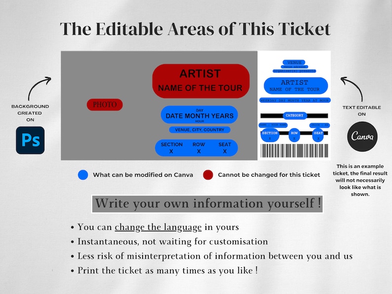 The Weeknd Editable Concert Ticket Template Canva Printable Etsy Australia