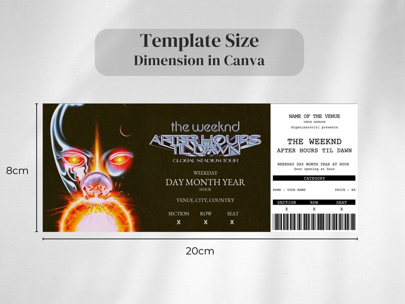 The Weeknd Editable Concert Ticket Template Canva Printable Etsy Australia