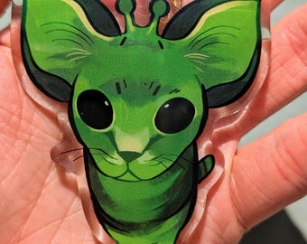 Alien Cat Keychain, 2.5 Inch Epoxy Charm