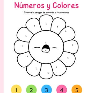 Números y Colores Hojas de Trabajo para Colorear