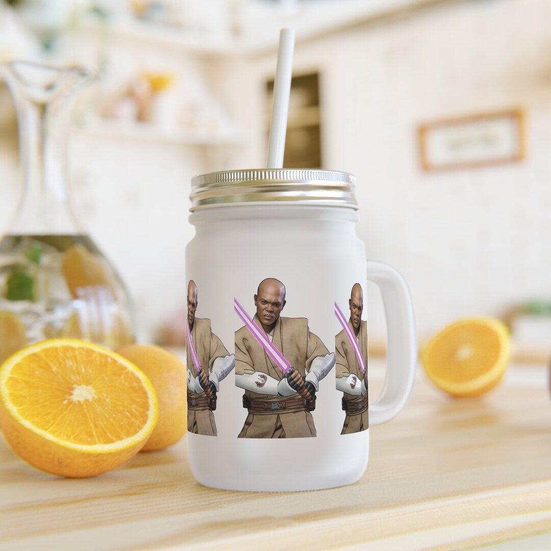 Star Wars Mace Windu Character Mason Jar by Starwarsuniverse Etsy