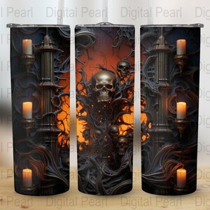 Retro Spooky Season Tumbler Wrap Design, Halloween Tumbler Wrap, 3D 20oz Sublimation Design png, Skinny Straight Tumbler Wrap