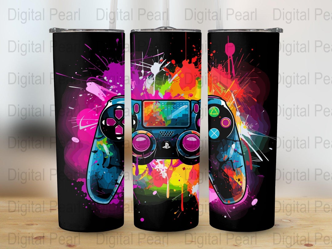 Playstation Controller Tumbler Wrap PNG, Video Game Gift, Gamer