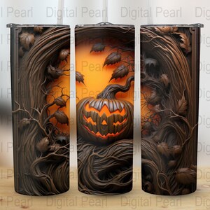Retro Spooky Season Tumbler Wrap Design, Halloween Tumbler Wrap, 3D 20oz Sublimation Design png, Skinny Straight Tumbler Wrap