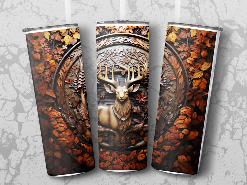 Deer Hunter 20 Oz Skinny Tumbler Sublimation Wrap Design, Straight ...