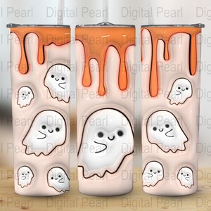 Retro Spooky Season Tumbler Wrap Design, Halloween Tumbler Wrap, 3D 20oz Sublimation Design png, Skinny Straight Tumbler Wrap