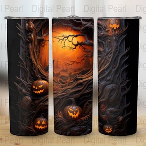 Retro Spooky Season Tumbler Wrap Design, Halloween Tumbler Wrap, 3D 20oz Sublimation Design png, Skinny Straight Tumbler Wrap