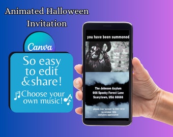 Halloween Video Invitation, Clown Costume Party Video Invite, Canva Template, Editable Invite, Instant Download, Digital Evite, Text Invite