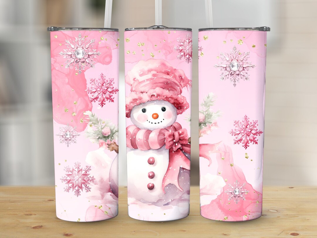Pink Christmas Wrap 20 Oz Skinny Tumbler Sublimation Wrap Design ...