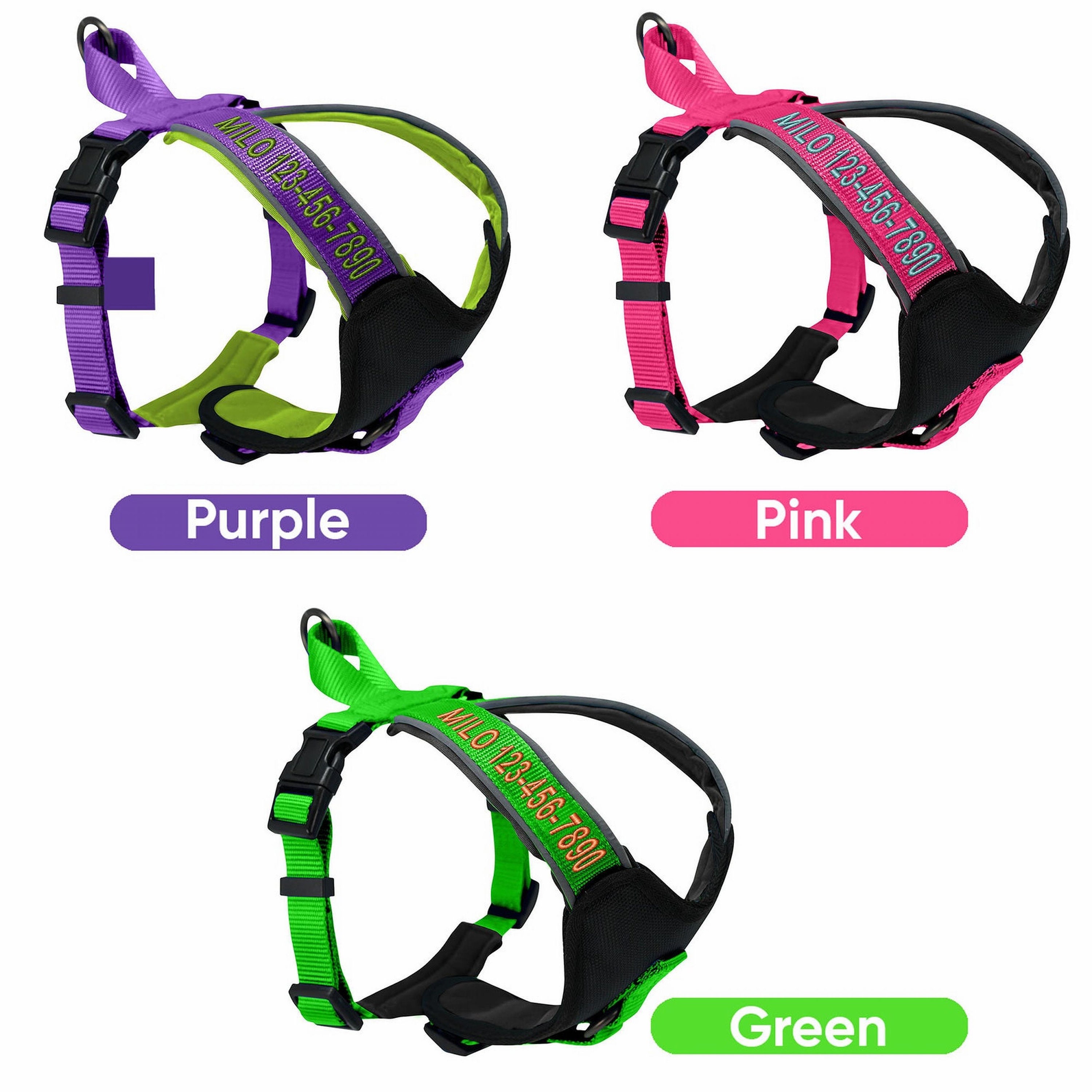 Personalized Reflective Dog Harness Buckle Embroidered Etsy