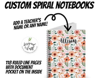 Customized Floral Notebook Journal great for gardeners, recipes, or teachers