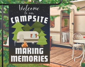 Making Memories Camping Flag great for your campsite, camper Christmas gift, garden banner for campers