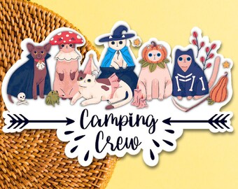 10 Cats Halloween stickers -camping crew- great as party favors, camping trip with friends, or trick or treat