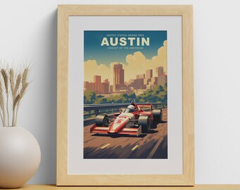 Retro United States Grand Prix Formula One Poster Digital Download, Race Car, USGP, Formula 1, Grand Prix, Poster, Print, Austin, Texas