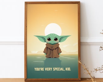 Baby Yoda “You’re Very Special Kid” Minimalist Art Digital Download, Mandalorian, Star Wars, Movie Poster, Grogu, Decor, Print, nursery