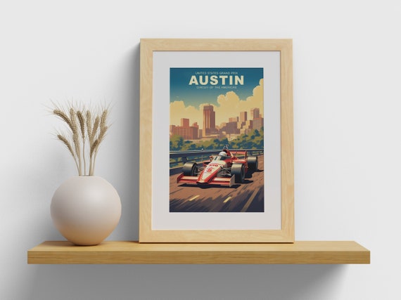 Retro United States Grand Prix Formula One Poster Digital Download, Race Car, USGP, Formula 1, Grand Prix, Poster, Print, Austin, Texas