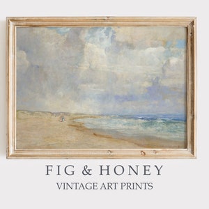 Vintage Coastal Seascape Oil Painting | Ocean Landscape Art Print | Beach House Decor | Printable Art | FH-065