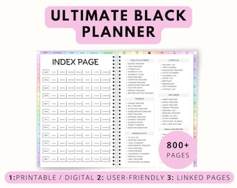Mega-adhd-plannerbundel voor volwassenen afdrukbaar, Ultimate Life-plannerbundel, productiviteitsplannerdagboek, ongedateerde persoonlijke planner-inzetstukken