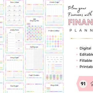 Finance Planner Digital Budget Organizer Template for Financial Saving Tracker Printable Expense Journal for Finance Editable Binder - 2025