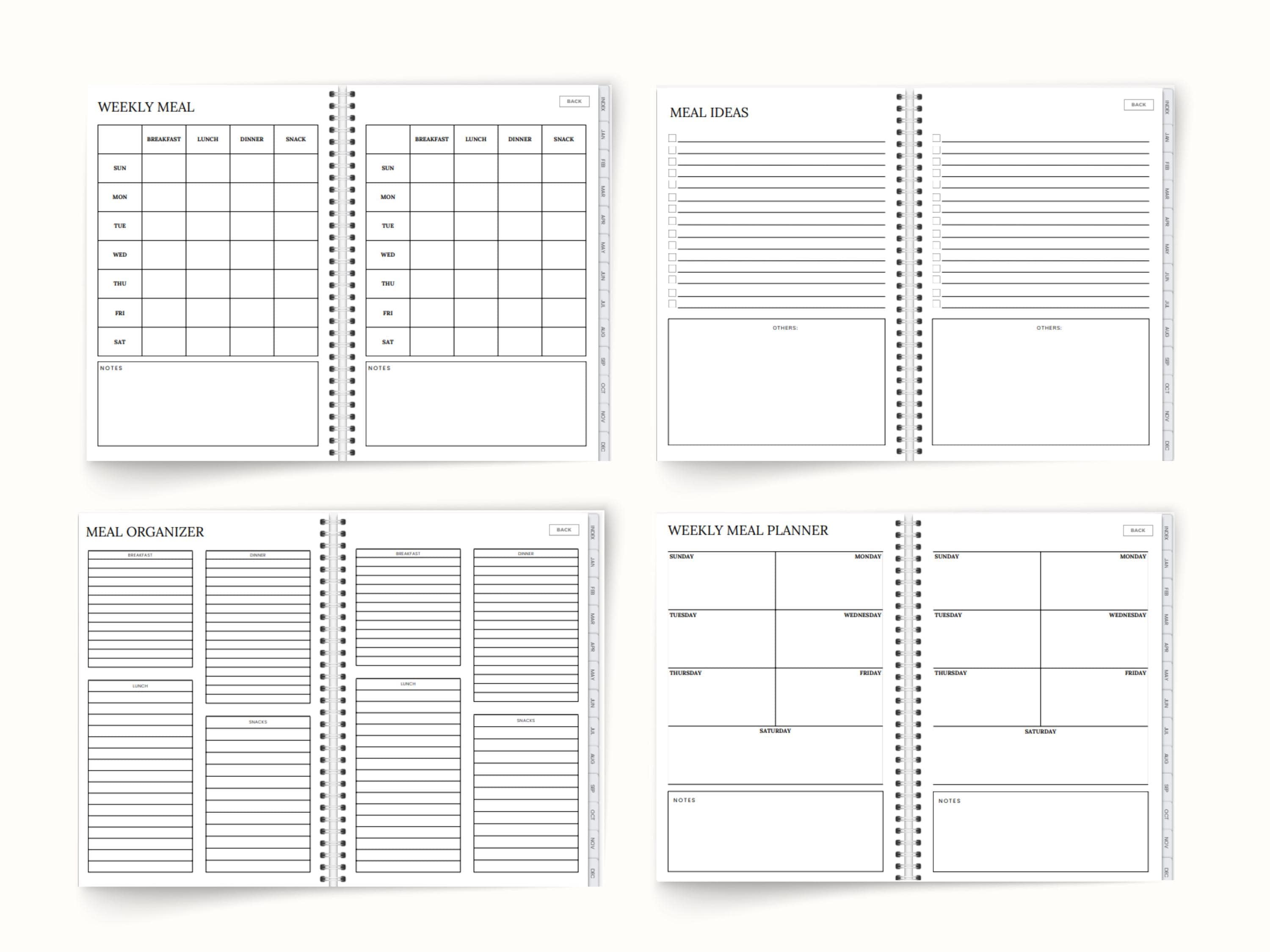 Printable Meal Planner Bundle Food Diary Meal Tracker Food Journal Menu ...