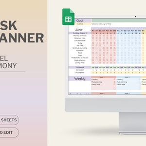 Excel Task Planner - Pastel Harmony Template Spreadsheet | Daily To-Do List | Task Tracker | Digital Task List | Editable Checklist Template