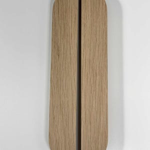 Handmade Solid Oak Wood Handle: Minimalist Cabinet Drawer Pull. Unfinished
