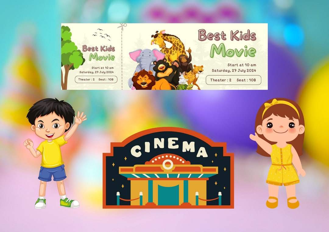 Printable Best Kids Movie Ticket Template movie Invitation/ Event ...