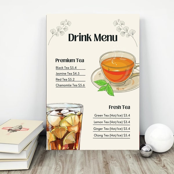 Modern Drinks Bar Menu Template Bundle, Editable Cafe Drinks menu Template, Pack of 10, Minimalist Menu, Editable in Canva