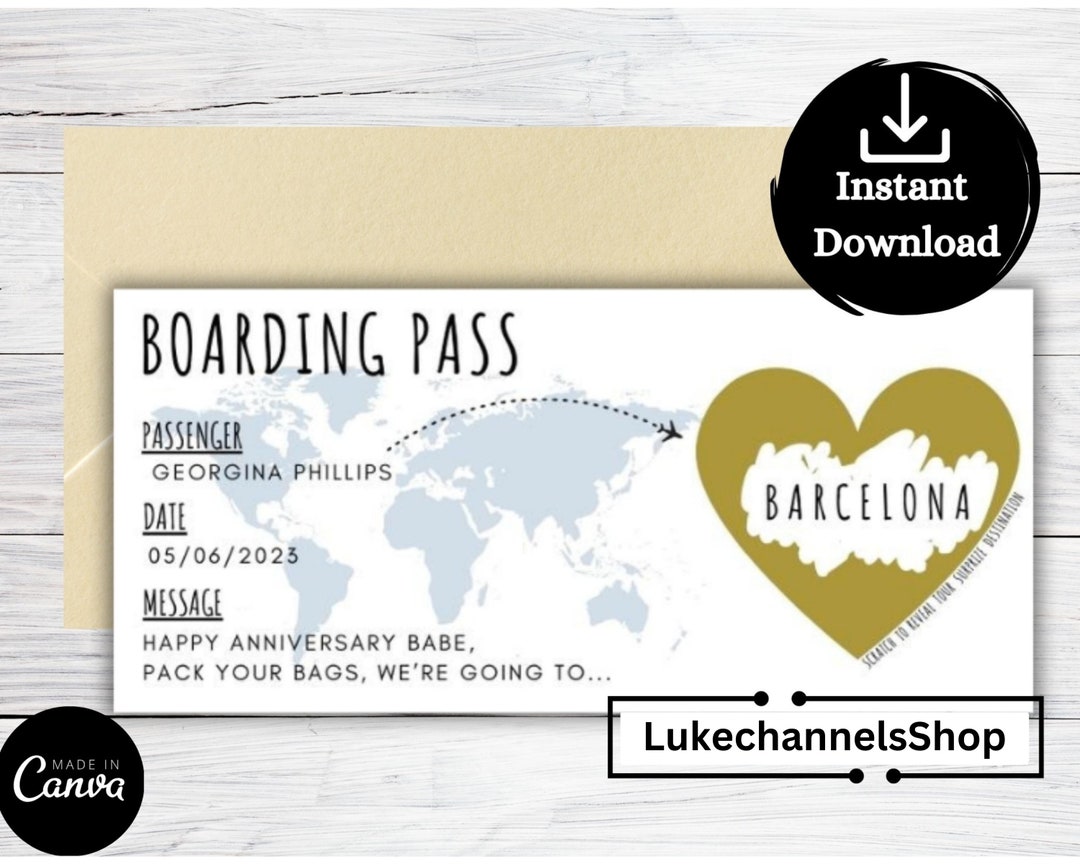 Personalized Surprise Boarding Pass | Surprise Holiday | Reveal ...