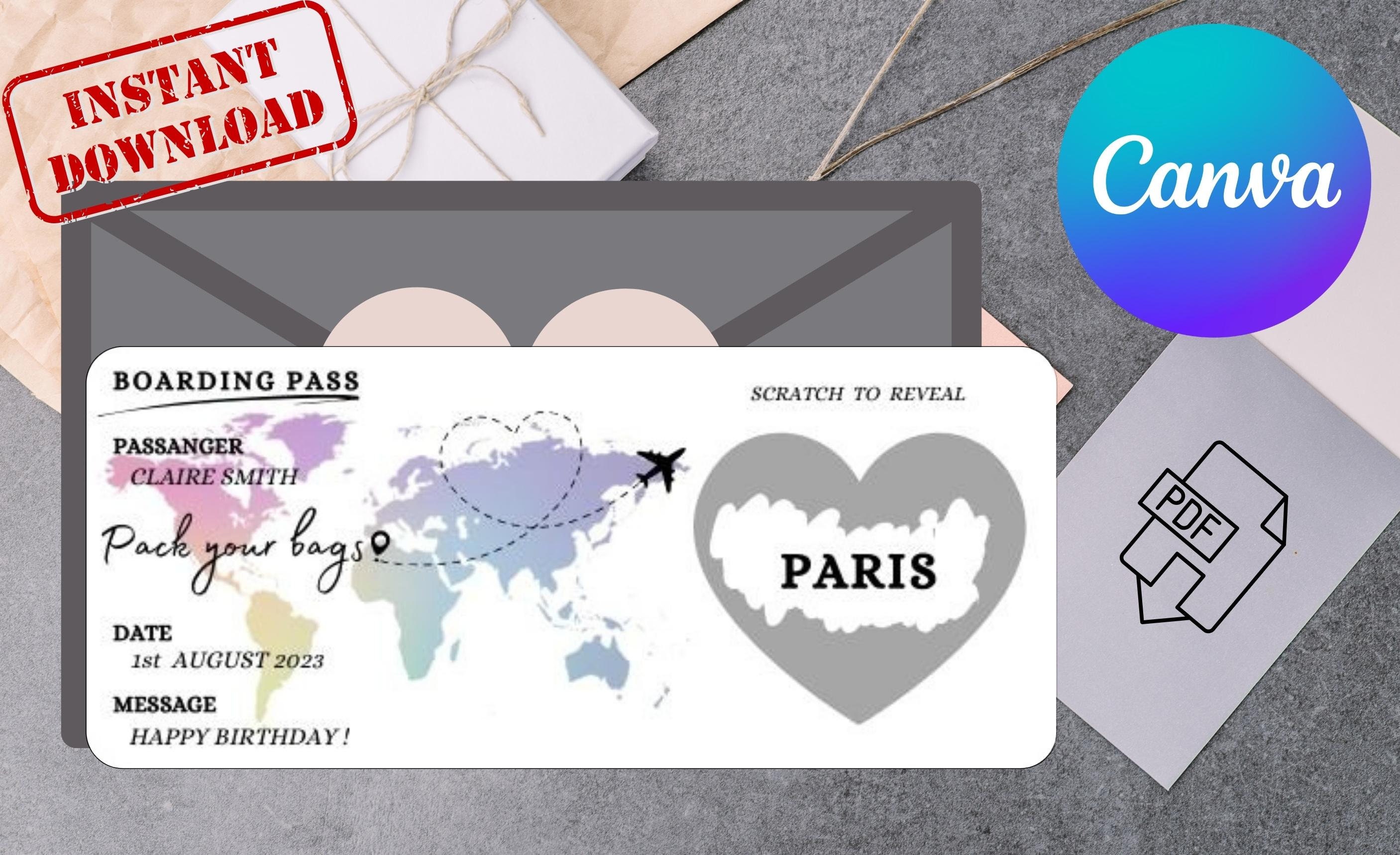 Personalized Surprise Boarding Pass | Surprise Holiday | Reveal ...