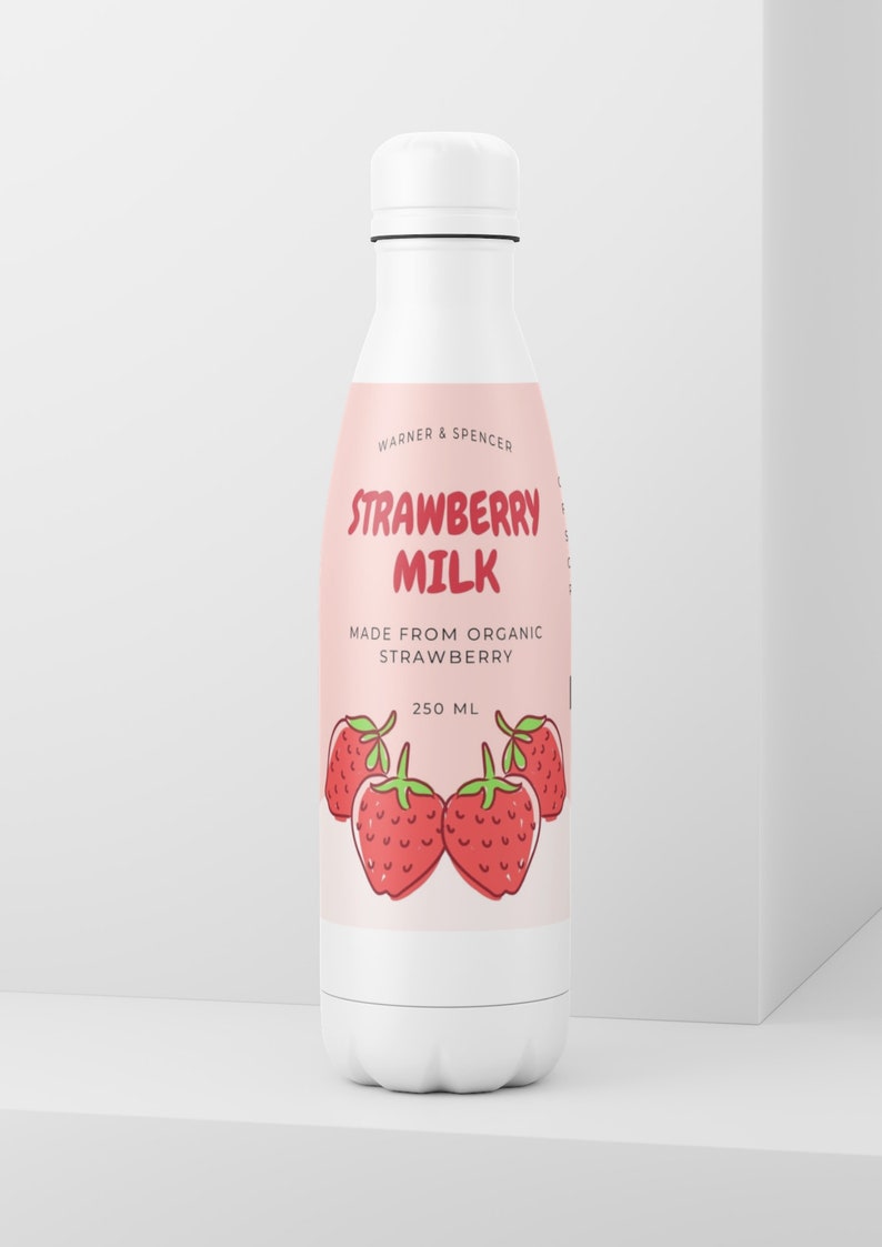 Strawberry Milk Bottle Label Printable Milk Bottle Label Editable Milk Bottle Label Instant ...