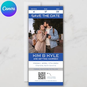 Personalisierbares Save the Date Ticket mit Foto - Perfekt für Hochzeiten und Reisethemen - Flugticket - Canva Pro Vorlage!!!