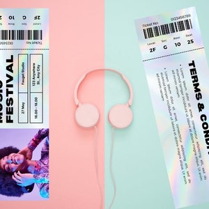 Bearbeitbare Konzertticket-Vorlage, druckbares Ereignisticket, benutzerdefiniertes Konzertticket-Geschenk, Geburtstagsgeschenk-Konzertticket, Canva Music Ticket