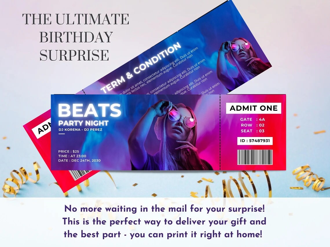 Editable Music Ticket Ticket Template Printable Event Ticket Custom ...