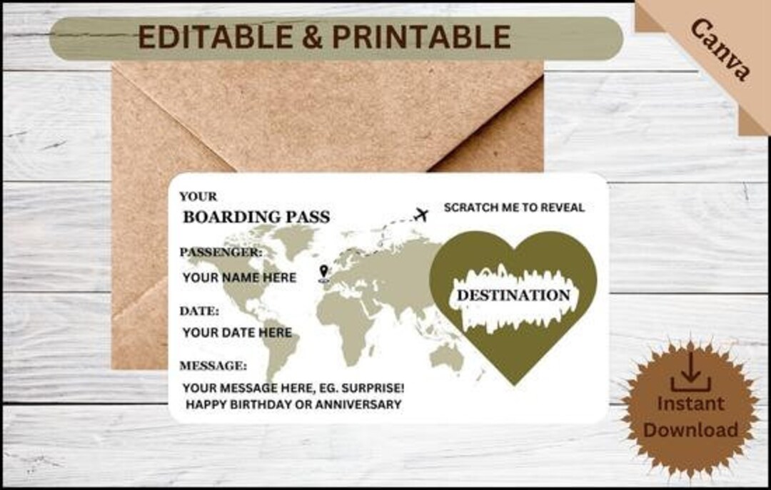 Personalized Surprise Boarding Pass | Surprise Holiday | Reveal ...