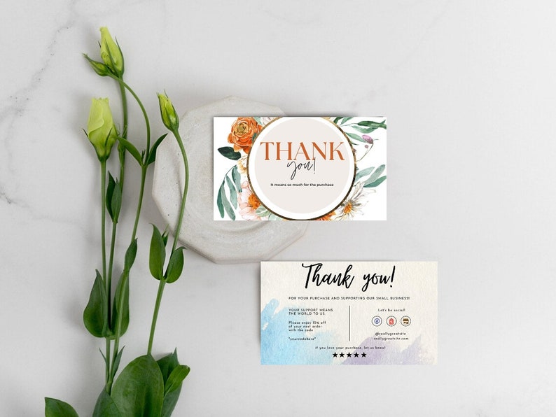 Printable Thank You Card Editable Small Business Package Insert Card ...