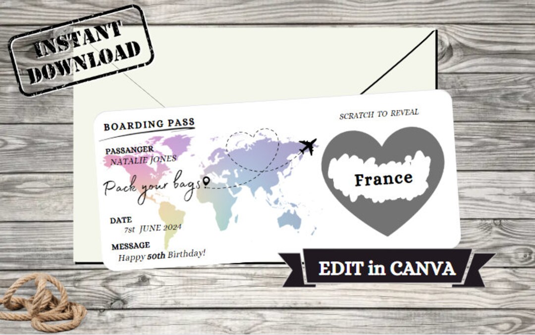 Personalized Surprise Boarding Pass | Surprise Holiday | Reveal ...