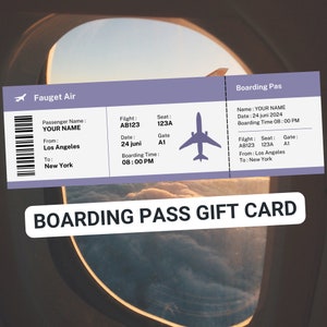 Printable Airline Ticket,Boarding Pass Template Editable, Canva Boarding Pass Surprise Trip, Gift Card, Digital Download DIY Boarding Ticket