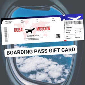Modello modificabile della carta d'imbarco, viaggio a sorpresa della carta d'imbarco Canva, biglietto aereo stampabile, biglietto d'imbarco fai da te per il download digitale, buono regalo