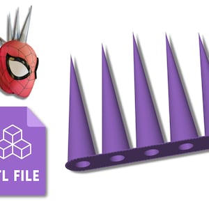 3D FILE STL: Cosplay Costume Spider-verse Spider Punk Spider-Punk - Sew-In Spikes Mohican Mask DIY Points Spider-man into the Spider-verse